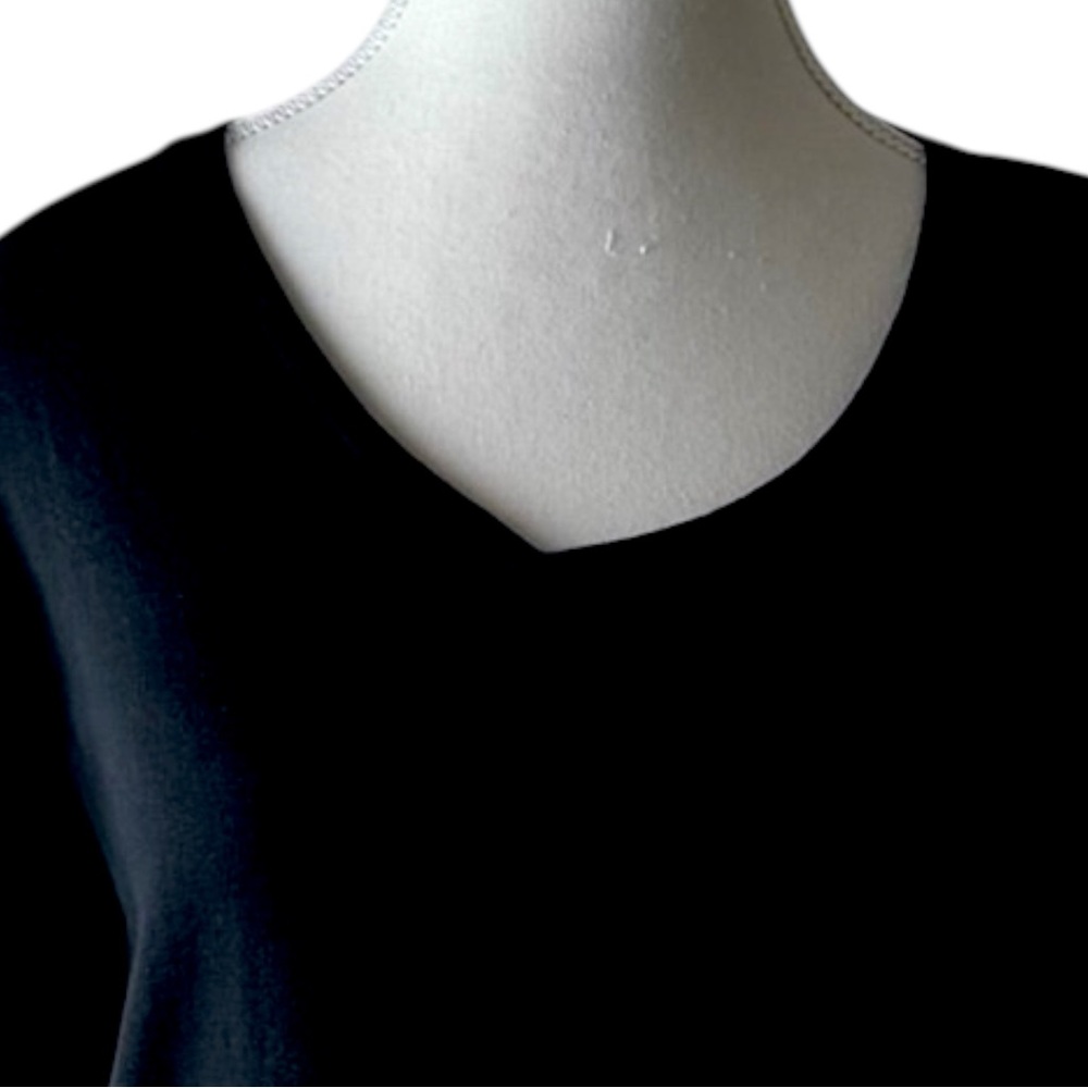 Chicos Ultimate Tee Womens Size 2 XL Black Supima Cotton‎ V Neck Top Stretch